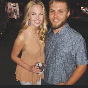 Tan/orange top with mesh detailing